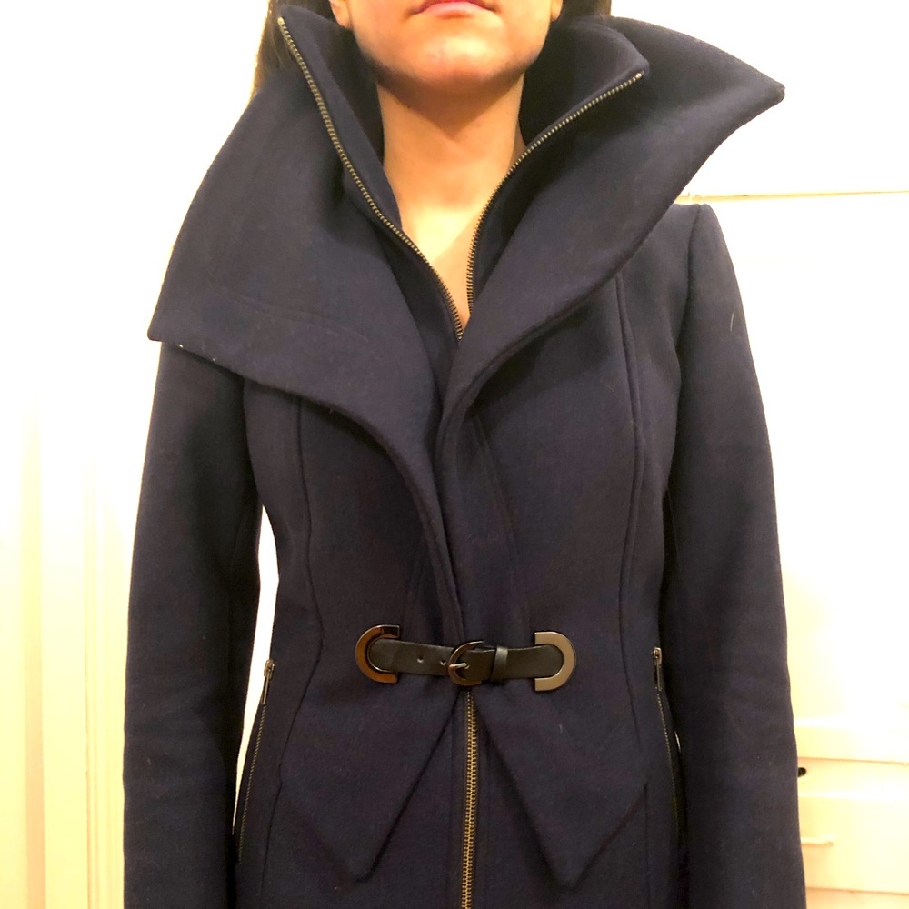 Soia & Kyo Midnight Blue Pea Coat with Buckle